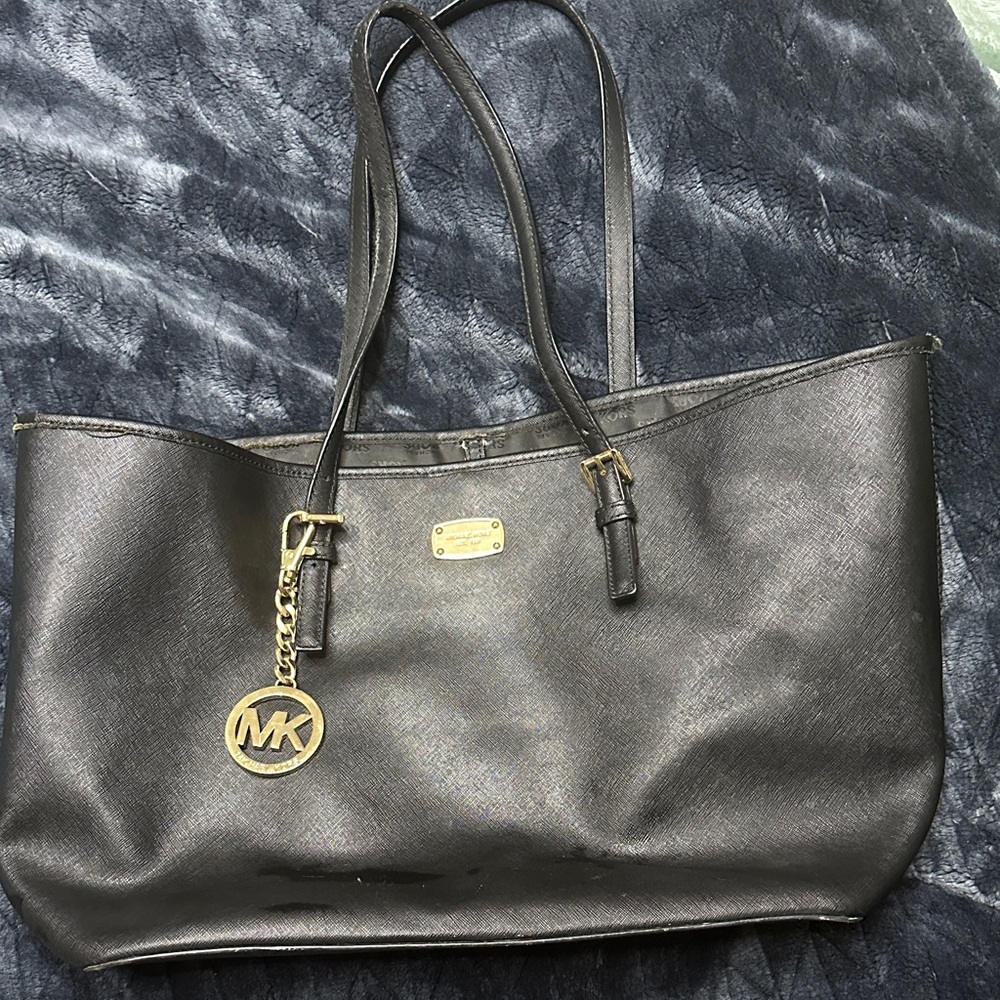 Michael Kors Charcoal Tote with Gold Accents